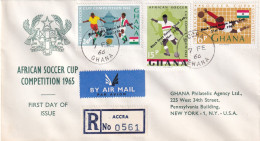 Ghana 1965 Registered Air Mail Cover; Football Fussball Calcio Soccer; Africa Cup - Coppa Delle Nazioni Africane