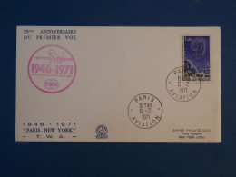 BW15 FRANCE    BELLE LETTRE 1971 1ER VOL  PARIS NEW YORK + +AFF.PLAISANT++ - Eerste Vluchten