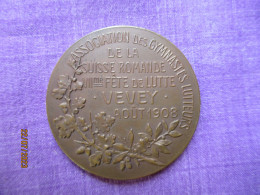 Suisse : Médaille VII Fête De Lutte, Vevey Août 1908 - Profesionales / De Sociedad