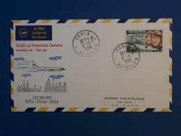 BW15 FRANCE  BELLE LETTRE 1968 1ER VOL   PARIS KOLN  +BOEING +AFF.PLAISANT++ - Primeros Vuelos