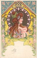 Illustrateur - Femme Aux Cheveux Châtains Robe Rose - Fleurs  - Art Nouveau  - Oblitéré 1901- Carte Postale Ancienne - 1900-1949