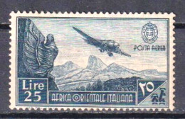 AFRICA ORIENTALE ITALIANA 1938  Pittorica Soggetti Vari POSTA  AEREA 25 LIRE MNH - Afrique Orientale Italienne
