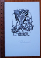 Ex-libris Gerard Gaudaen. Main Femme Nu Livre. Exlibris Gerard Gaudaen. Hand Girl Nude Book - Bookplates