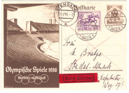 Berlin Olympiad Stadium 1936. With Horse Stamp. Cancelled At HALLE And STENDALE - Zomer 1936: Berlijn