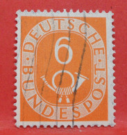 N°16 - 6 Pfennig - Année 1951 - Timbre Oblitéré Allemagne Bundespost - - Gebraucht