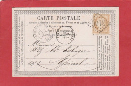 Carte Postale - Vosges - Remiremont GC 3106 Sur Cérès 15C Vers Epinal 1875 - Cartes Précurseurs