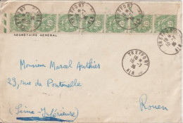 1935 - TYPE BLANC - AFFRANCHISSEMENT SUPERBE Sur LETTRE De TREFFORT - SEMEUSE 3c AU DOS ! - 1900-29 Blanc