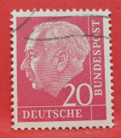 N°75 - 20 Pfennig - Année 1954 - Timbre Oblitéré Allemagne Bundespost - - Gebraucht