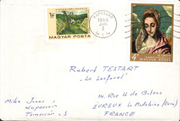 HONGRIE AFFRANCHISSEMENT COMPOSE SUR LETTRE POUR LA FRANCE 1969 - Covers & Documents