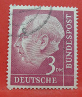 N°86 - 3 Deutsche Mark - Année 1954 - Timbre Oblitéré Allemagne Bundespost - - Gebraucht