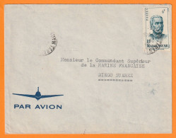 1949 - Enveloppe Par Avion De Tananarive Vers Diego Suarez - Cachet à Date D' Arrivée - 6 F Gal Duchesne - Cartas & Documentos