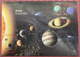 India 2018 Error THE SOLAR SYSTEM Error "Mercury Stamp Imperf + Extra Perforation Frame On Neptune Stamp" MNH Per Scan - Variétés Et Curiosités