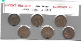 GRANDE- BRETAGNE. EDOUARD VII One PENNY   Lot De 6  Pièces , Années Différentes  ,circulé TB - Altri & Non Classificati