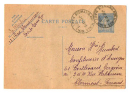 TB 4329 - 1933 - Entier Postal - M. OBERLIN à SAINTE MARIE AUX MINES Pour M. HUMBERT Confiturerie à CLERMONT FERRAND - Cartes Postales Types Et TSC (avant 1995)