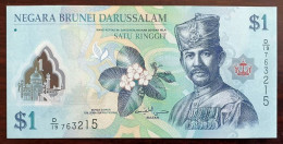 Brunei Darussalam 2011 Banknote 1 Ringgit / Dollar P-35a Polymer UNC + FREE GIFT - Brunei
