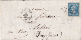 France N°22 Oblitéré GC 1135 & T.15 Cormeilles - 1849-1876: Période Classique