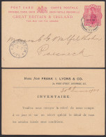 Card Great Britain & Ireland, Frnk I. Lyons & Co., Ganzsache Mit Privatem Zudruck 1901 N. Deutschland Pößneck - Covers & Documents