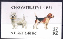 Tschechei 2001 - Hunde, MH 96 (mit 3 X Nr. 297 Und 2 X Nr. 298), Postfrisch ** / MNH - Nuevos