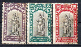 Col33 Saint Marin San Marino 1918 N° 53 à 55 Oblitéré Cote :  6,00€ - Used Stamps