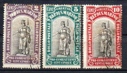 Col33 Saint Marin San Marino 1918 N° 53 à 55 Oblitéré Cote :  6,00€ - Usati