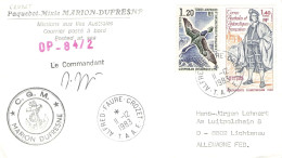 TAAF - LETTER 1983 ALFRED-FAURE-CROZET - DE Mi 107, 143 / *1097 - Lettres & Documents