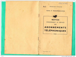 POSTES ET TELECOMMUNICATIONS NOTICE CONCERNANT LES ABONNEMENTS TELEPHONIQUES 1966 - Other Plans