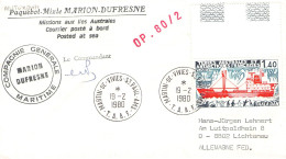 TAAF - LETTER 1980 MARTIN-DE-VIVIES - DE Mi 123 / *1101 - Briefe U. Dokumente