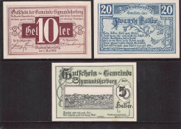 Sigmundsherberg  Notgeld Lot Serie A 3 Noten - Autriche