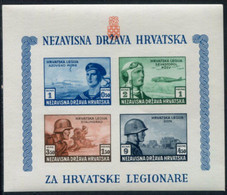 CROATIA 1943 Croatian Legion Imperforate Block MNH / **.  Michel Block 5B - Croazia