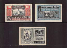 Schlatten Bromberg  Notgeld Lot Serie A 3 Noten - Autriche