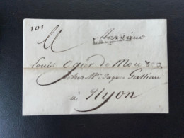 MARQUE POSTALE / LAUSANE POUR NYON  SUISSE / 10 JUIL 1819 / LAC - ...-1845 Préphilatélie