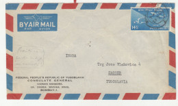 FPR Yugoslavia Consulate General, Bombay Air Mail Letter Cover Posted 1955 To Zagreb B230801 - Covers & Documents