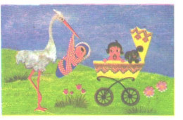 Pocket Calendar, Georgia:Stork With Baby, Perambulator, 1985 - Petit Format : 1981-90