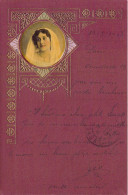 Illustrateur - Art Moderne - Portrait De Femme Voilée Dans Un Médaillon Doré  - Dorure  -  Carte Postale Ancienne - 1900-1949