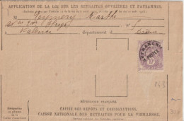 1929 - BLANC 10c PREO (UTILISATION RARE !) SEUL Sur IMPRIME ADMINISTRATIF Des RETRAITES De BORDEAUX => VALENCE (DROME) - 1900-29 Blanc