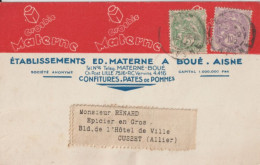 1932 - BLANC Sur CARTE PUBLICITE DECOREE "CONFITURE MATERNE" à BOUE (AISNE) - 1900-29 Blanc