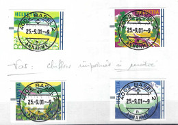 SUISSE Ca. 2001: Lot De Timbres D' Automate Avec Var. "chiffres Imprimés à Moitié", TB Obl. "Basel" - Sellos De Distribuidores