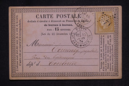 FRANCE - Cérès 15ct, étoile 12 Sur Carte Précurseur De Paris Pour Toulouse En 1874  - L 145343 - Vorläufer