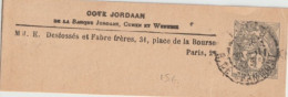 1903 - BLANC - BANDE ENTIER Avec REPIQUAGE "BANQUE JORDAAN" à PARIS ! - Newspaper Bands