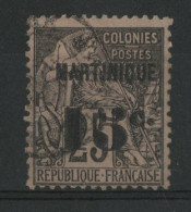 MARTINIQUE N° 17 "15 C." Sur 25 Ct Noir Sur Rose Cote 30 € Oblitéré Voir Suite - Used Stamps
