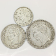 Venezuela, Lot ARGENT (3) 50 Centimos 1960, 1 Bolivar 1960 2 Bolivars 1960, 1960, Argent (Silver) - Lots & Kiloware - Coins