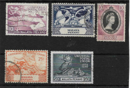 MALAYA - PENANG 1949 UPU AND 1953 CORONATION SETS FINE USED Cat £11.80 - Penang