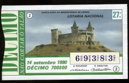 Loterie PORTUGAL 14-09-1990 Porto De Mós Chateau Loteria Lottery Castle - Billetes De Lotería