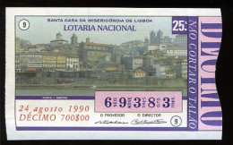 Loterie PORTUGAL 24-08-1990 Porto Rivière Loteria Lottery Oporto Riverside - Billetes De Lotería