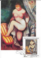 Carte Maximum Tchécoslovaquie, 27/11/1982, Tableau De Rudolf Kremlicka, Femme Nue - Brieven En Documenten