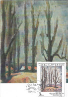 Carte Maximum Tchécoslovaquie, 27/11/1985, Tableau De Vaclav Rabas, Allée D'arbres Dénudés - Covers & Documents