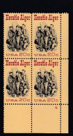 Sc#2010, Plate # Block Of 4 20-cent, Horatio Alger US Author, US Postage Stamps - Plaatnummers