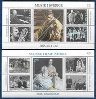 Sweden 1981 / 1983 Blocks Mi. 9 - 11 Music In Sweden & Swedish Film History MNH** - Blokken & Velletjes