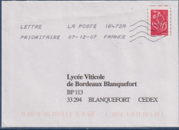 Enveloppe Avec Timbre Lamouche 49b Légende Phil@poste Mauvaise Découpe Verticale (ex 3744A) Le 07.12.07 - Cartas & Documentos