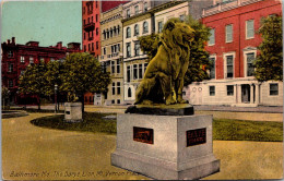 Maryland Baltimore Mount Vernon Place The Barye Lion 1913 - Baltimore